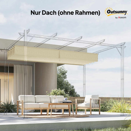 Einziehbare Pergola-Markise 4x3m, Creme, Wetterfest