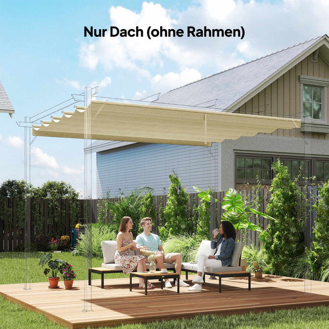 Einziehbare Pergola-Markise 4x3m, Creme, Wetterfest
