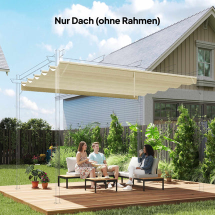 Einziehbare Pergola-Ersatzüberdachung 3x3m, Creme, Polyester