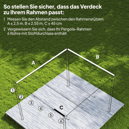 Einziehbare Pergola-Ersatzüberdachung 3x3m, Creme, Polyester