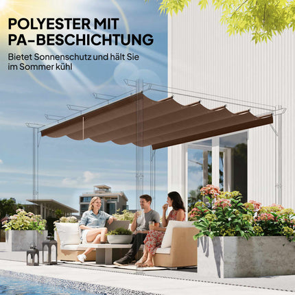 Einziehbare Pergola-Ersatzüberdachung, 4x3m, Kaffee, Polyester