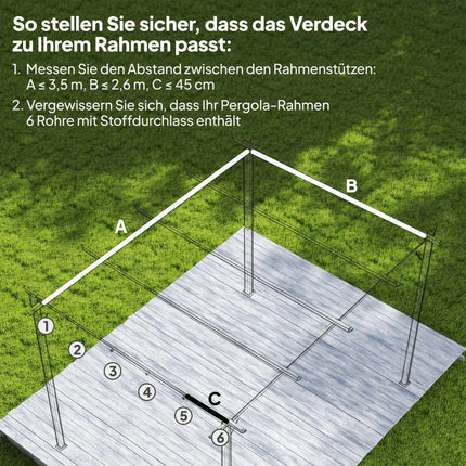 Einziehbare Pergola-Ersatzüberdachung, 4x3m, Kaffee, Polyester