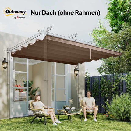 Einziehbare Pergola-Ersatzüberdachung, 4x3m, Kaffee, Polyester