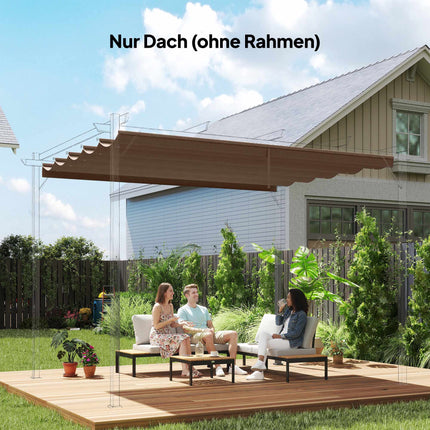 Einziehbare Pergola-Ersatzüberdachung, 4x3m, Kaffee, Polyester
