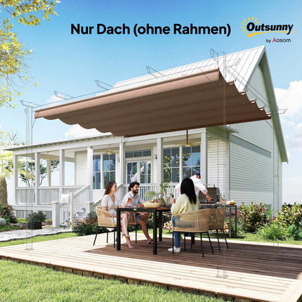 Einziehbare Pergola-Ersatzüberdachung, 4x3m, Kaffee, Polyester
