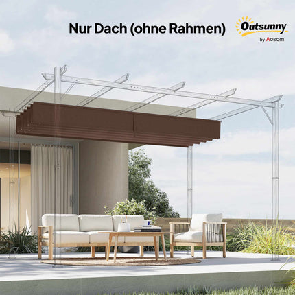 Einziehbare Pergola-Ersatzüberdachung, 4x3m, Kaffee, Polyester