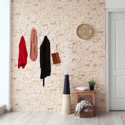 Retractable wall coat hanger in wood