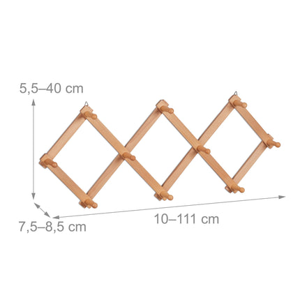 Retractable wall coat hanger in wood