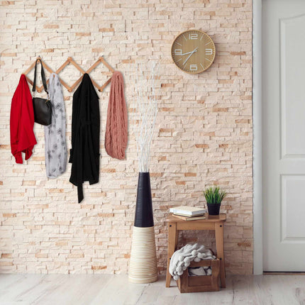 Retractable wall coat hanger in wood