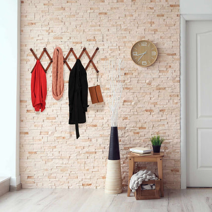 Porte-manteau mural rétractable en bois