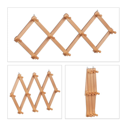 Retractable wall coat hanger in wood