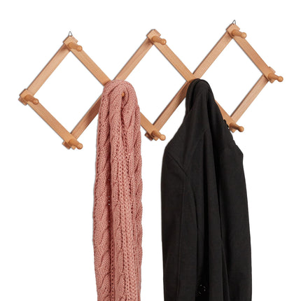 Retractable wall coat hanger in wood