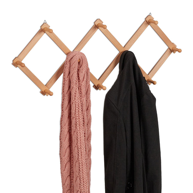 Retractable wall coat hanger in wood