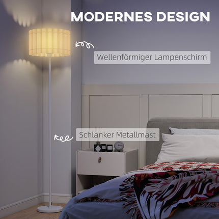 Retro Stehleuchte, Kunststoffschirm, Fußschalter, Weiß