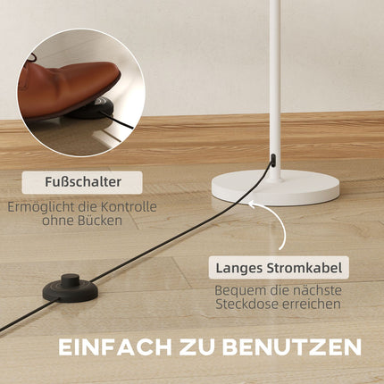Retro Stehleuchte, Kunststoffschirm, Fußschalter, Weiß