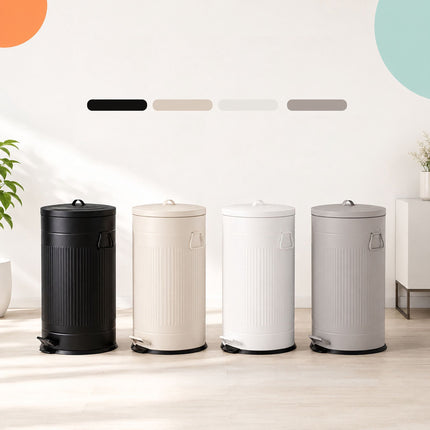 Retro Pedal Waste Bin 40 L with Soft-Close Lid, Cream, Iron