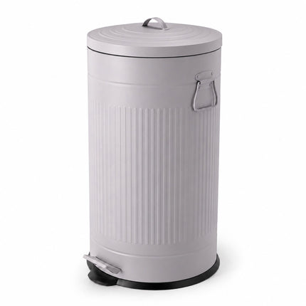 Retro Pedal Waste Bin 40 L with Soft-Close Lid, Light Grey, Iron