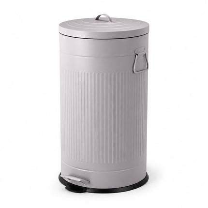 Retro Pedal Waste Bin 40 L with Soft-Close Lid, Light Grey, Iron