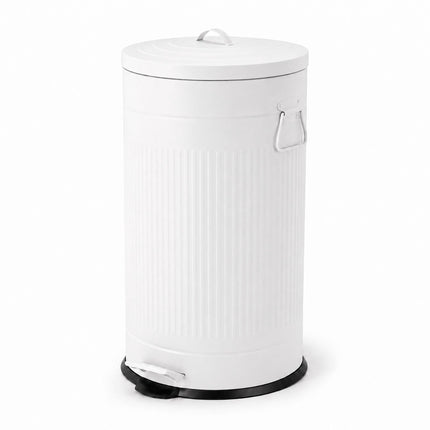 Retro Pedal Waste Bin 40 L with Soft-Close Lid, White, Iron