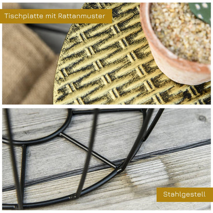 Metallkorb-Set im Retro-Stil, 3-teilig – Natur & Schwarz