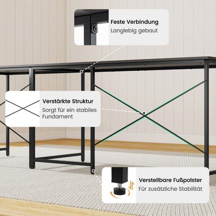 L-förmiger Schreibtisch mit Ladestation, umrüstbar, Grau