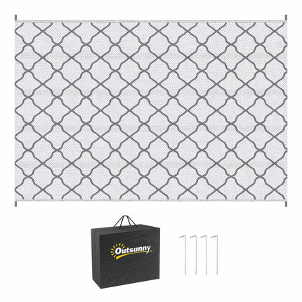 Wendbarer Outdoor-Teppich, wasserdicht, 182x274 cm, Grau/Weiß
