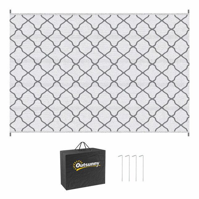 Wendbarer Outdoor-Teppich, wasserdicht, 182x274 cm, Grau/Weiß