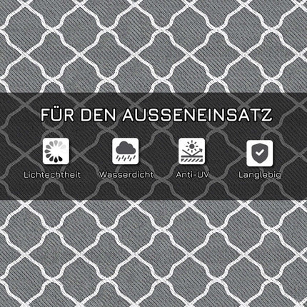 Wendbarer Outdoor-Teppich, wasserdicht, 182x274 cm, Grau/Weiß
