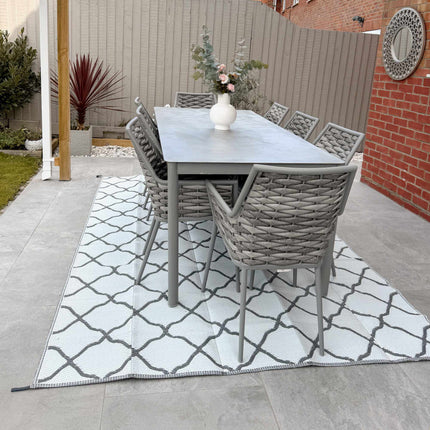 Wendbarer Outdoor-Teppich, wasserdicht, 182x274 cm, Grau/Weiß