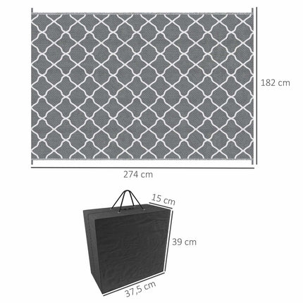Wendbarer Outdoor-Teppich, wasserdicht, 182x274 cm, Grau/Weiß