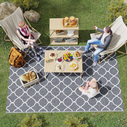 Wendbarer Outdoor-Teppich, wasserdicht, 182x274 cm, Grau/Weiß