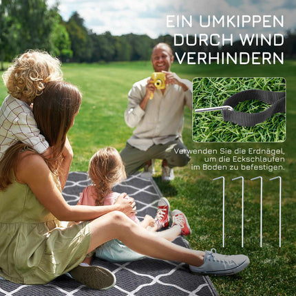 Wendbarer Outdoor-Teppich, wasserdicht, 182x274 cm, Grau/Weiß