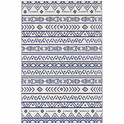 Reversible Outdoor Rug, Weatherproof, 182x274 cm, Blue/White