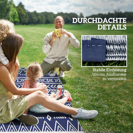Reversible Outdoor Rug, Weatherproof, 182x274 cm, Blue/White