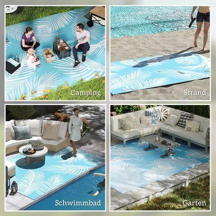 Reversible Outdoor Rug, Weatherproof, 274 x 182 cm, Light Blue/White