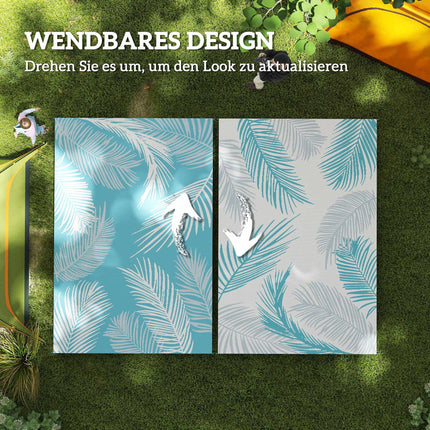 Reversible Outdoor Rug, Weatherproof, 274 x 182 cm, Light Blue/White