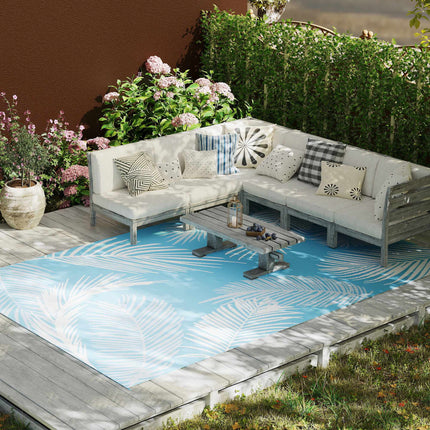 Reversible Outdoor Rug, Weatherproof, 274 x 182 cm, Light Blue/White