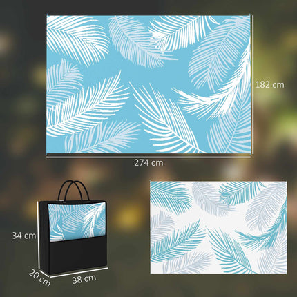 Reversible Outdoor Rug, Weatherproof, 274 x 182 cm, Light Blue/White