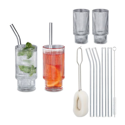 Lot de 4 verres à boire côtelés