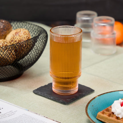 Ribbed drinking glasses 4-pack