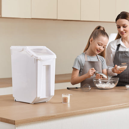 Rice Storage Container 20L, Airtight Bin With Wheels