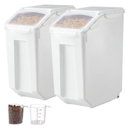 Rice Storage Containers 2-Pack, 20L Each, Airtight, Wheels, 2 Cups