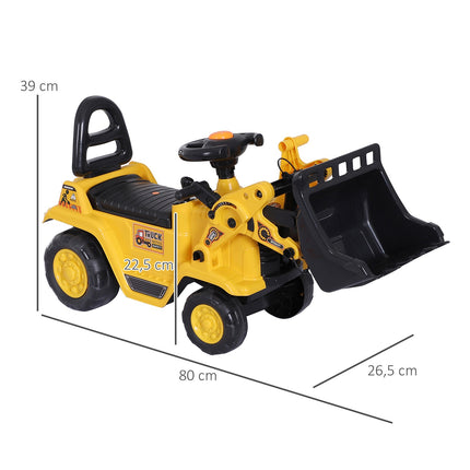 Bagger für Kinder mit Stauraum und Hupe, gelb/schwarz