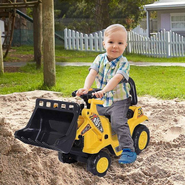 Bagger für Kinder mit Stauraum und Hupe, gelb/schwarz
