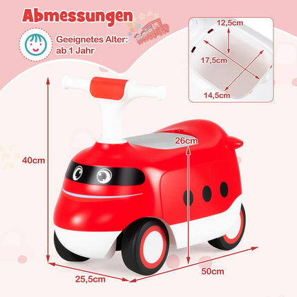Ride-On Car for Toddlers with Horn & Storage, Red