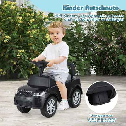 Rutschauto mit Stauraum – Schwarzes Kinderspielzeug zum Schieben