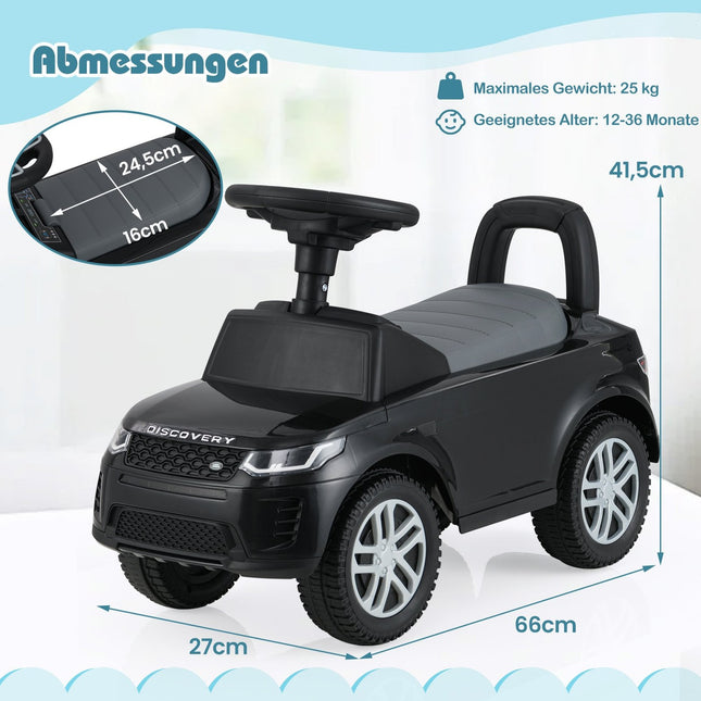 Rutschauto mit Stauraum – Schwarzes Kinderspielzeug zum Schieben