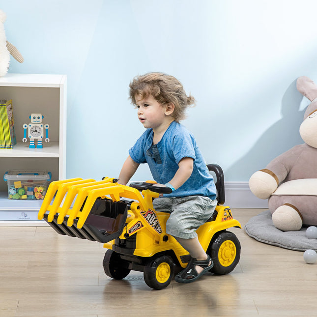 Riding excavator toy with shovel and sound, 3-4 years, yellow
