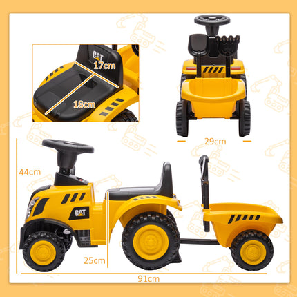 Ride-On Excavator with Shovel & Trailer, Yellow, Ages 1-3