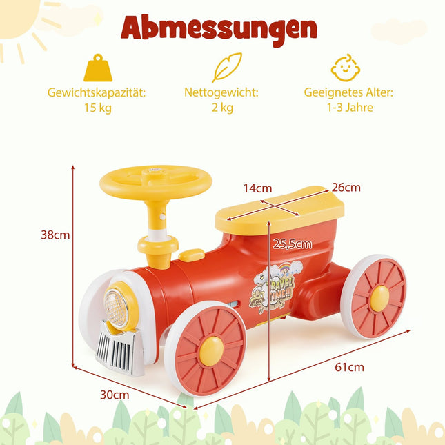 Aufsteckauto mit Hupe, Stauraum und Lenkrad